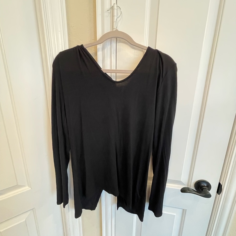 Red Haute black top high/low with drawstring back size large